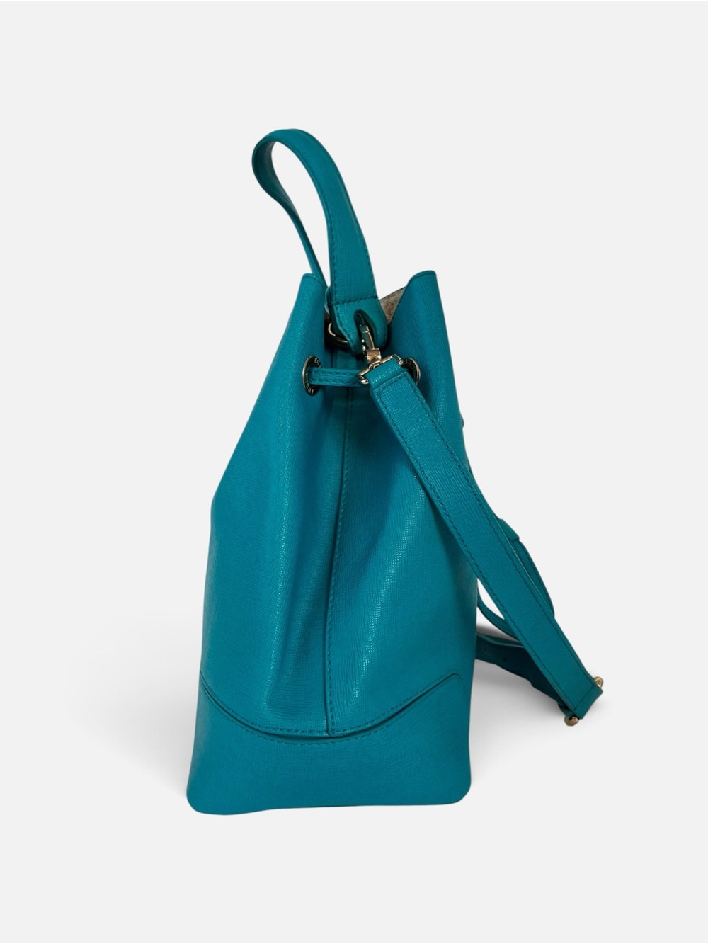 Furla Turquoise Leather Drawstring Shoulder Bag - Picture 4 of 8